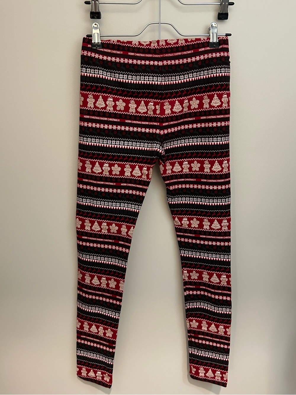 Girls' Festive Red and Black Holiday Print Leggings